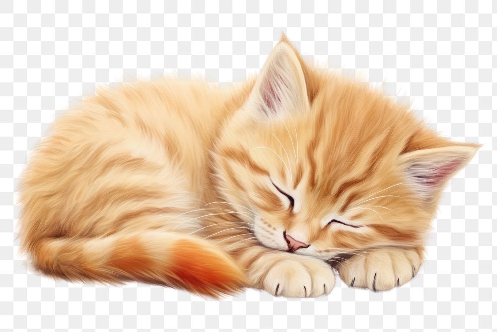 PNG Sleeping kitten animal mammal. AI generated Image by rawpixel.