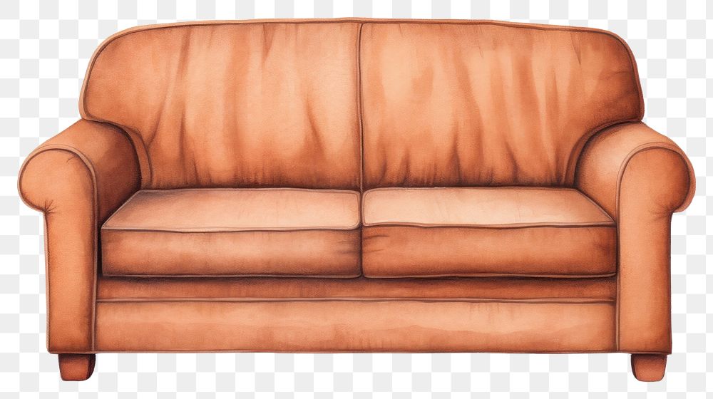 PNG Brown Sofa furniture armchair drawing. 