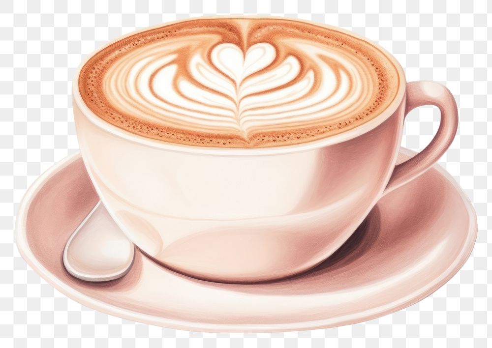PNG Coffee latte saucer drink. AI generated Image by rawpixel.