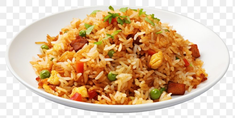 PNG Fried rice plate food white background