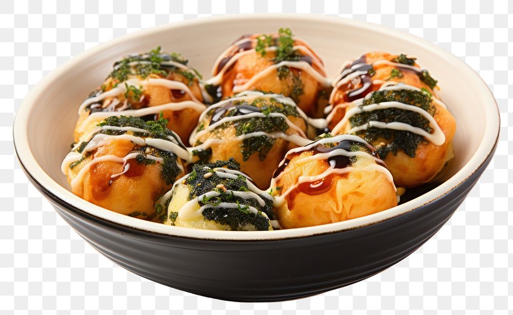 PNG Takoyaki bowl food meal. AI generated Image by rawpixel.