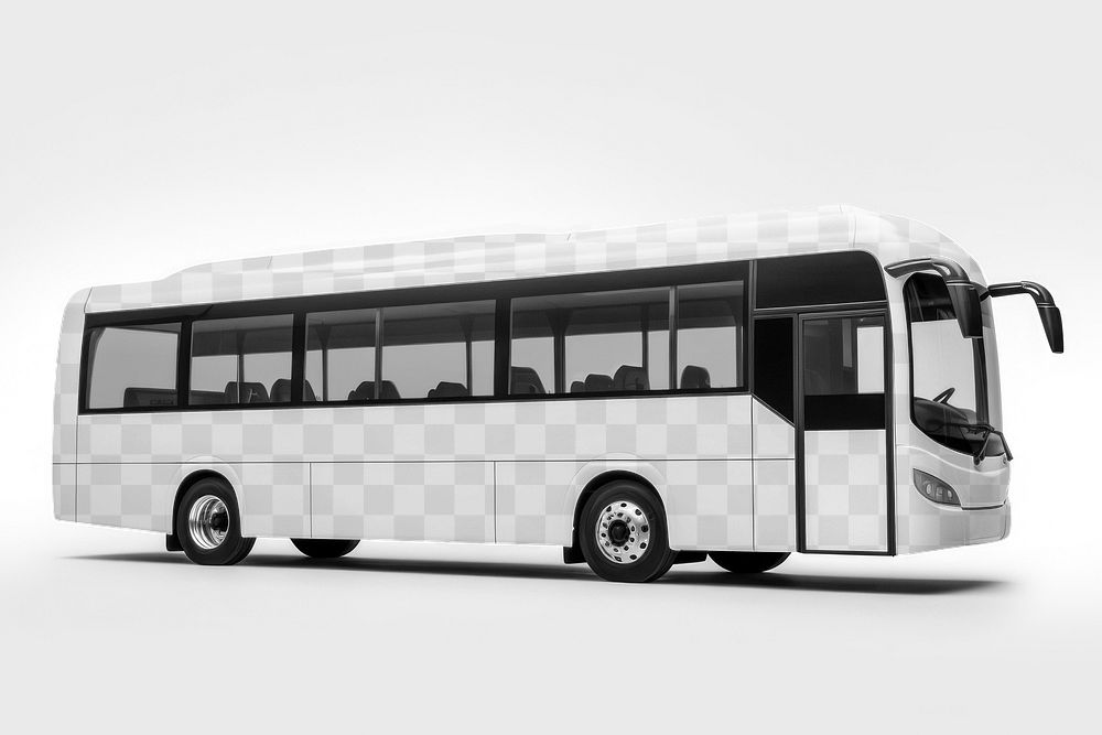 Tour bus png mockup, transparent vehicle