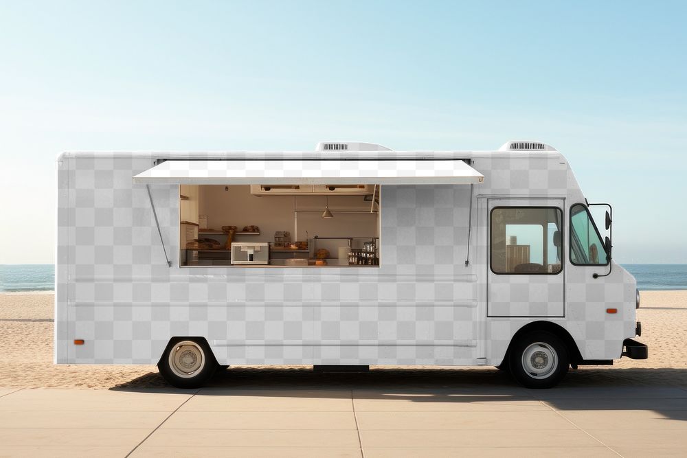 Food truck png mockup, small business vehicle, transparent design