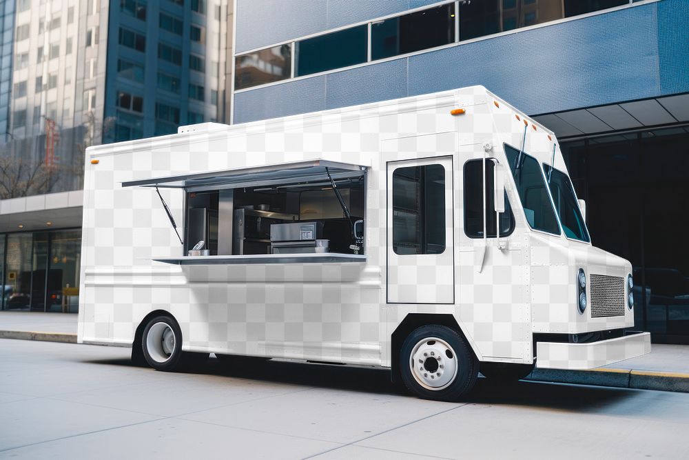 Food truck png mockup, small business vehicle, transparent design