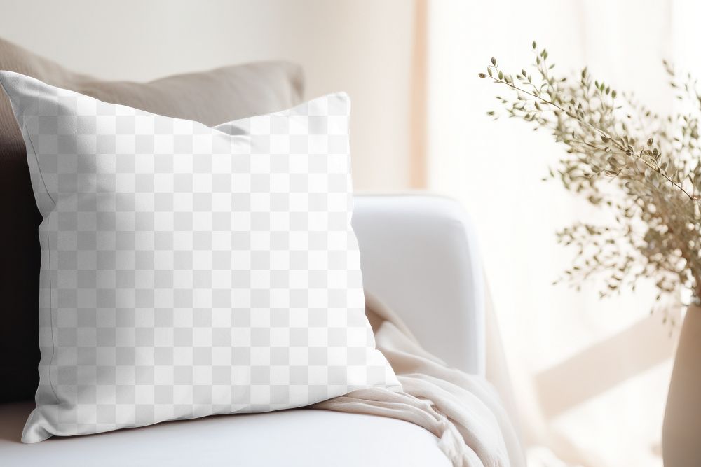 Cushion pillow cover png mockup, transparent design