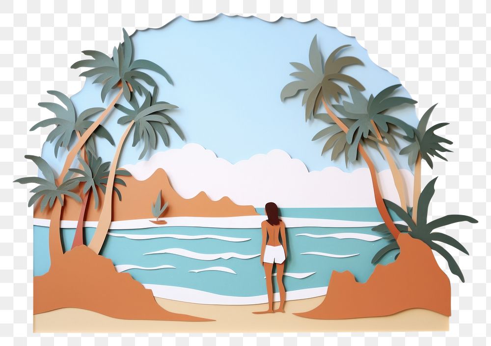 PNG Beach painting nature ocean. AI generated Image by rawpixel.