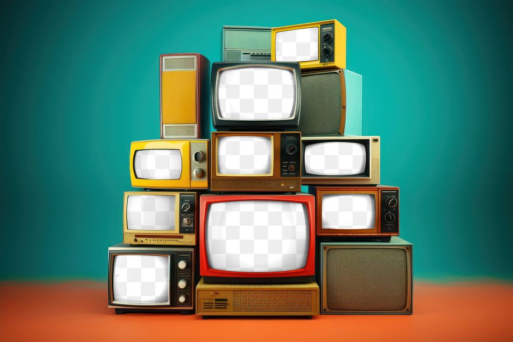 Retro TV screens png mockup, transparent design