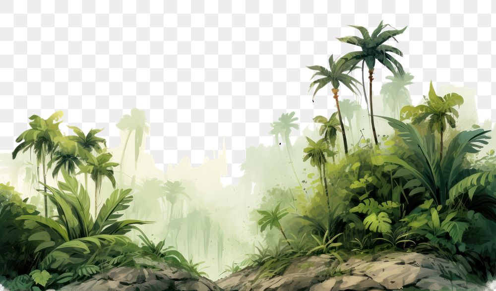PNG Jungle vegetation outdoors drawing. AI generated Image by rawpixel.