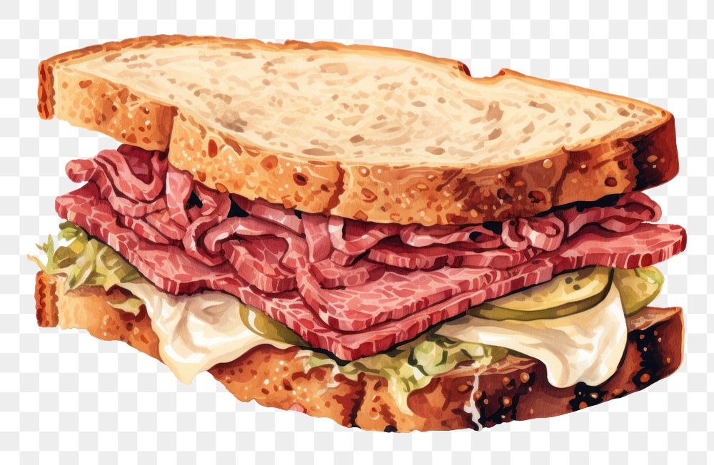 PNG Sandwich bread food beef. AI generated Image by rawpixel.