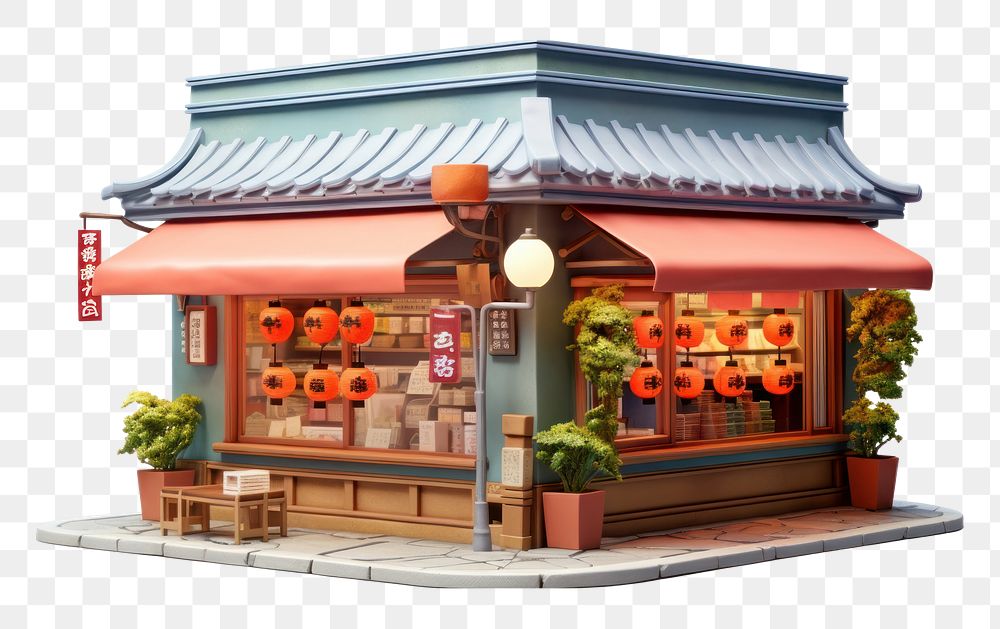 PNG Japanese shop restaurant kiosk white background. AI generated Image by rawpixel.