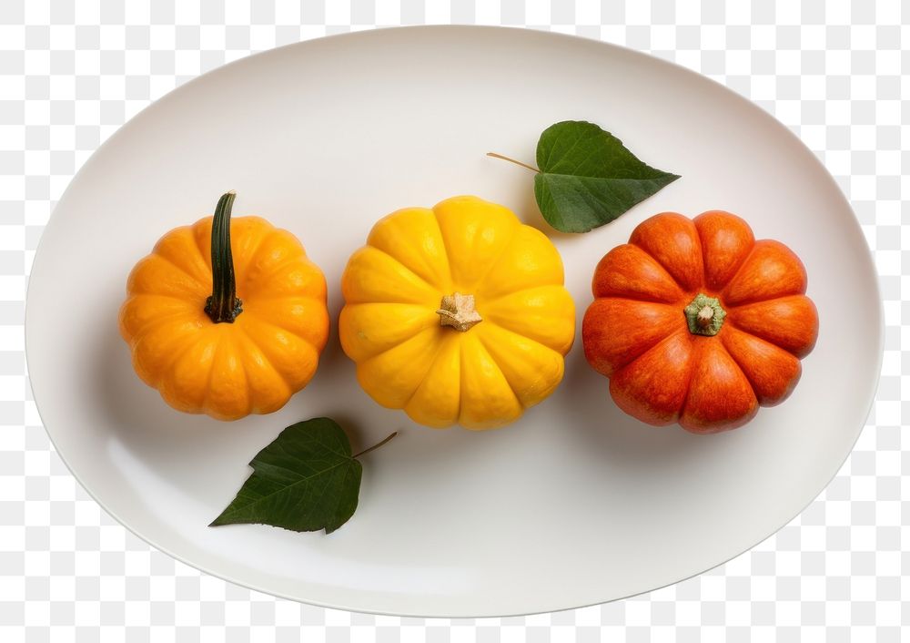 PNG Pumpkins white plate food vegetable. AI generated Image by rawpixel.