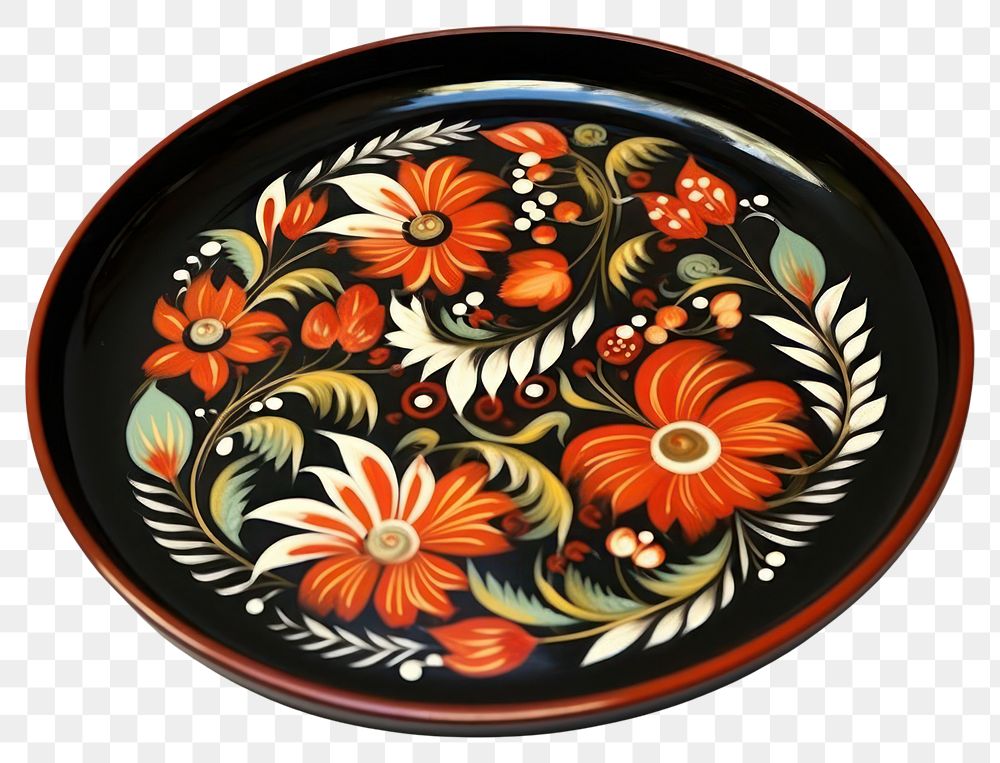 PNG Folk art porcelain platter pottery. AI generated Image by rawpixel.