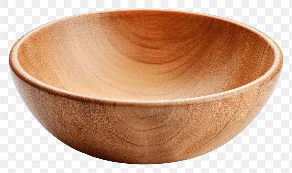 PNG Empty wooden bowl white background simplicity ceramic. 