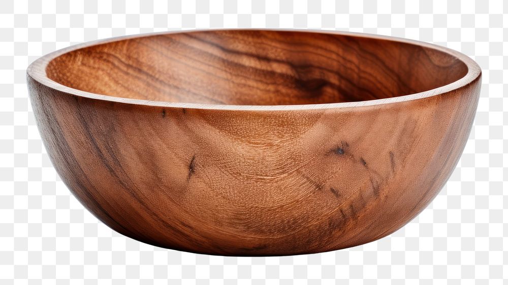 PNG Empty wooden bowl white background simplicity ceramic. 