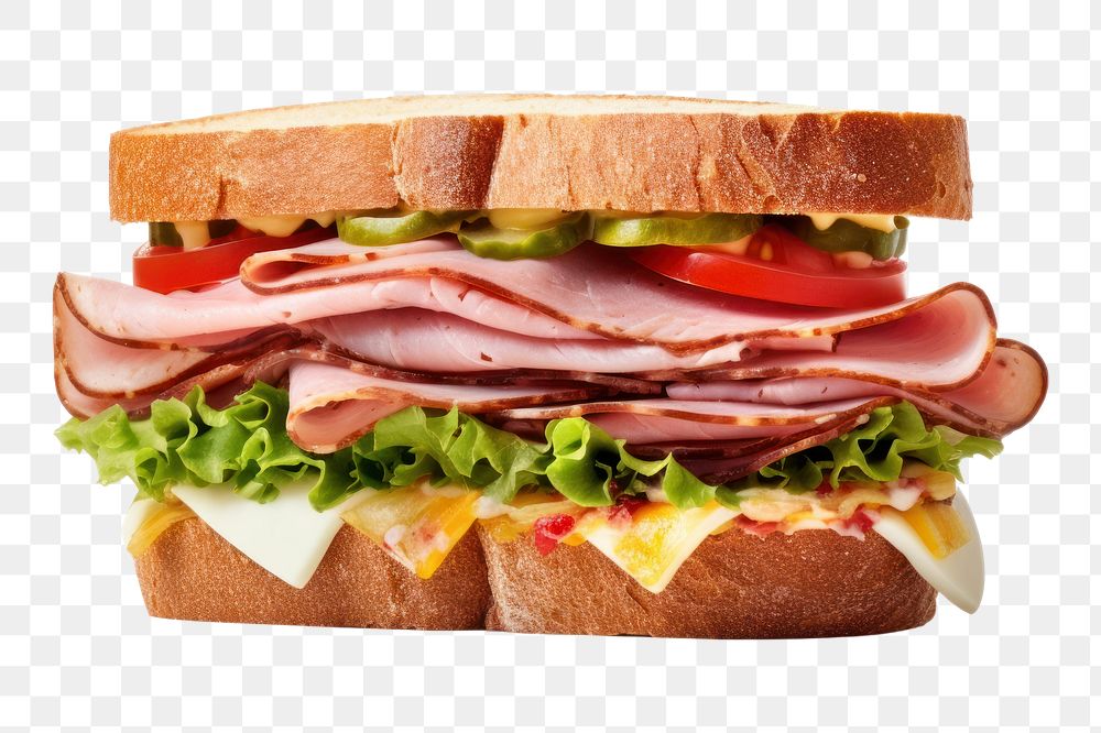 PNG Ham sandwich food bread lunch. AI generated Image by rawpixel.