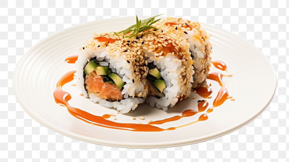 PNG California roll plate food sushi. AI generated Image by rawpixel.