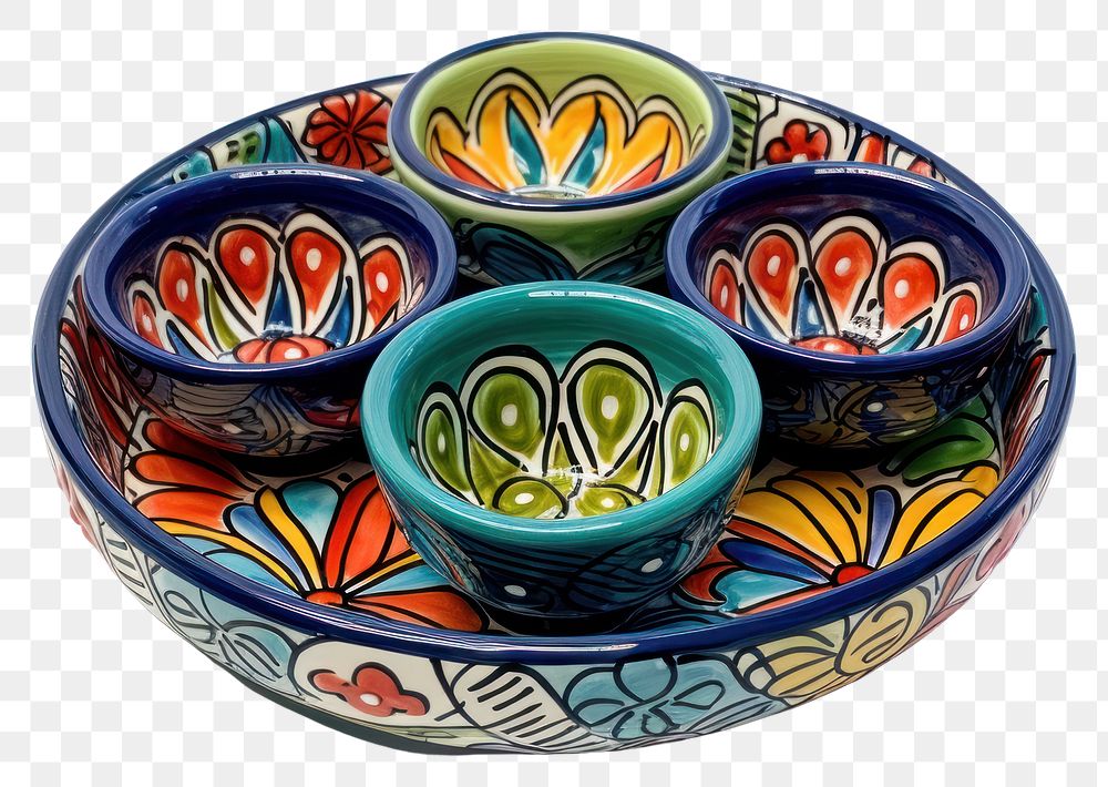 PNG Appetizer tray Mexican Talavera porcelain pottery. AI generated Image by rawpixel.
