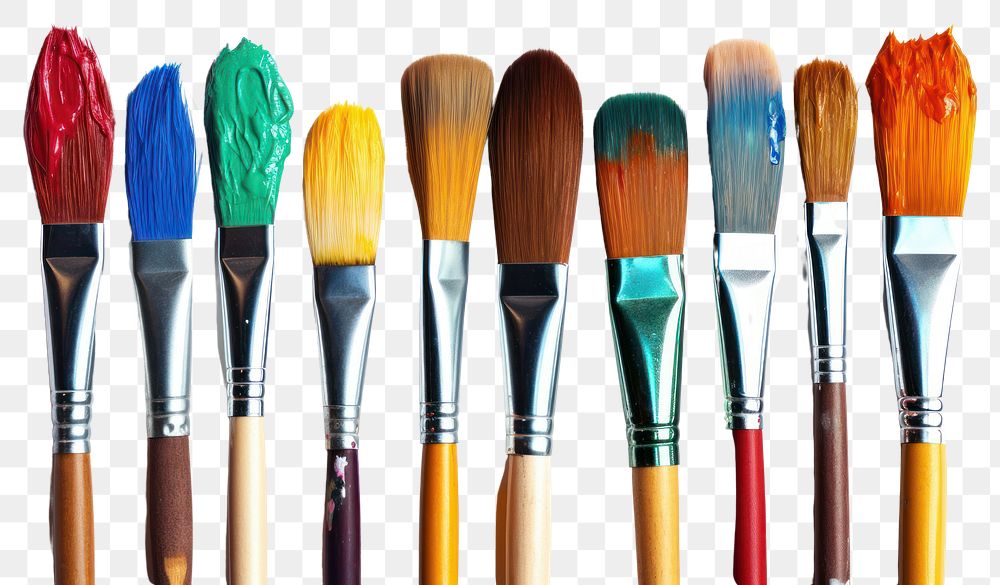 PNG Paint brushes tool white background arrangement. AI generated Image by rawpixel.