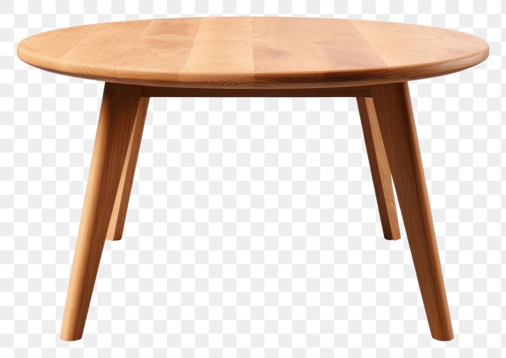 PNG Round wooden table furniture white background simplicity. 