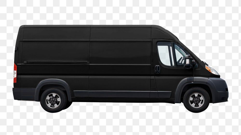 PNG black delivery van truck, design element, transparent background