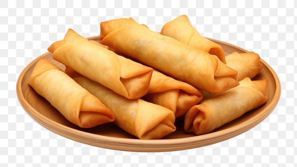 PNG 3d cartoon spring rolls plate food white background. AI generated Image by rawpixel.desktop wallpaper