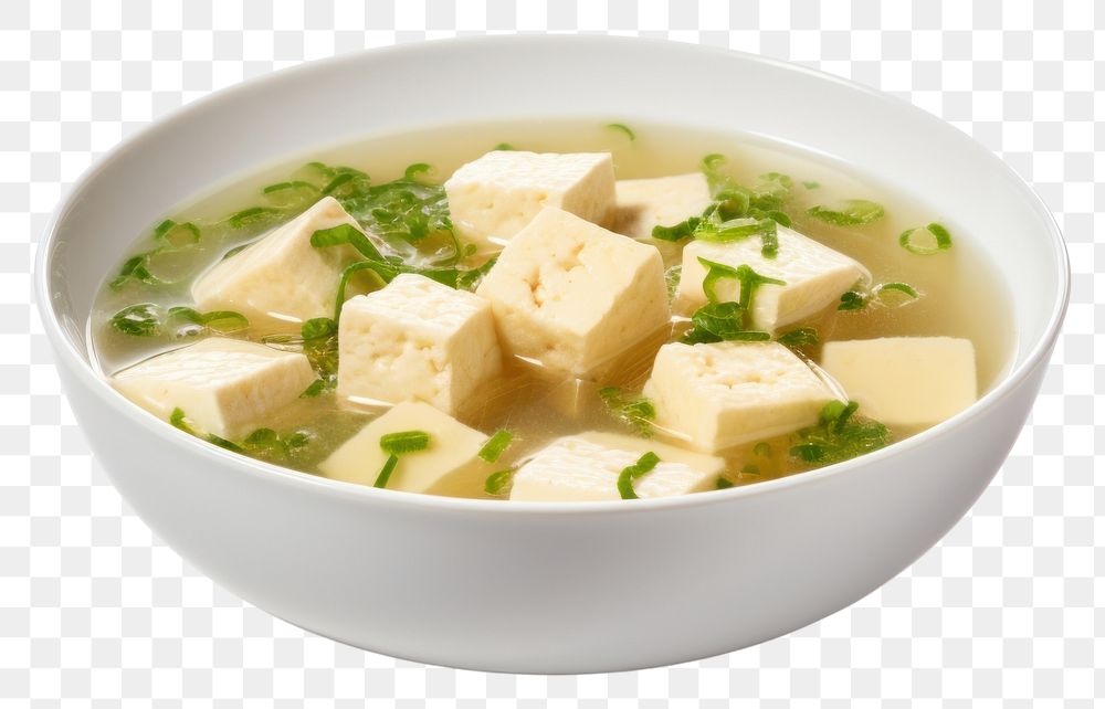 PNG Tofu clear soup food meal dish. AI generated Image by rawpixel.