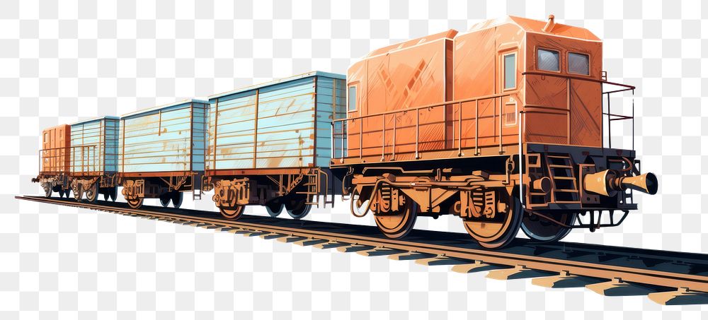 PNG Train cargo shipment illustration vehicle railway transportation. AI generated Image by rawpixel.