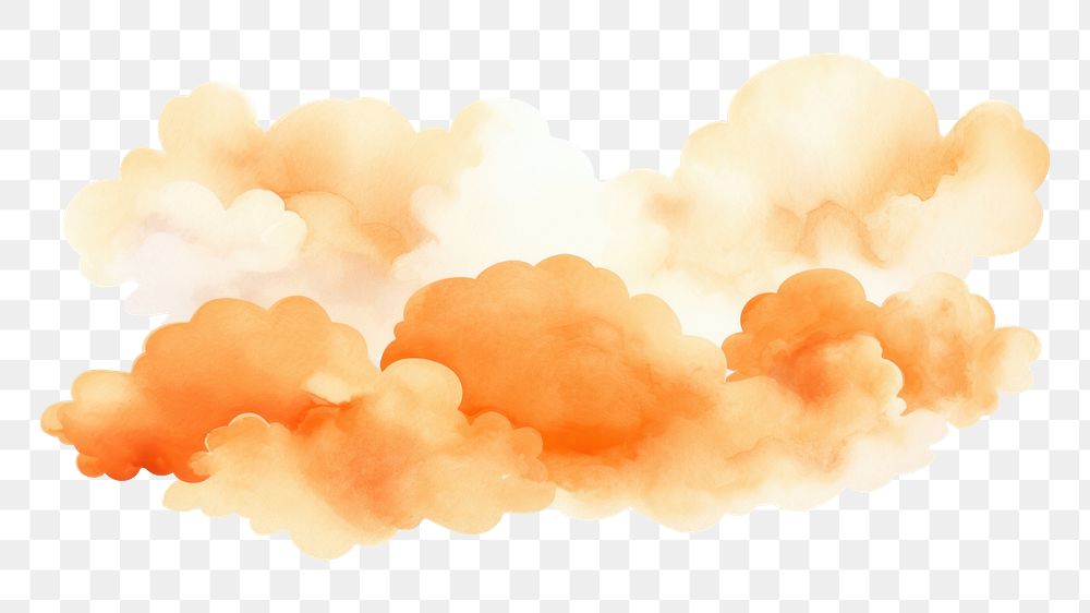 PNG Watercolor orange clouds backgrounds smoke sky. AI generated Image by rawpixel.