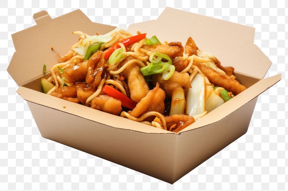 PNG Chinese food takeaway noodle box white background. AI generated Image by rawpixel.