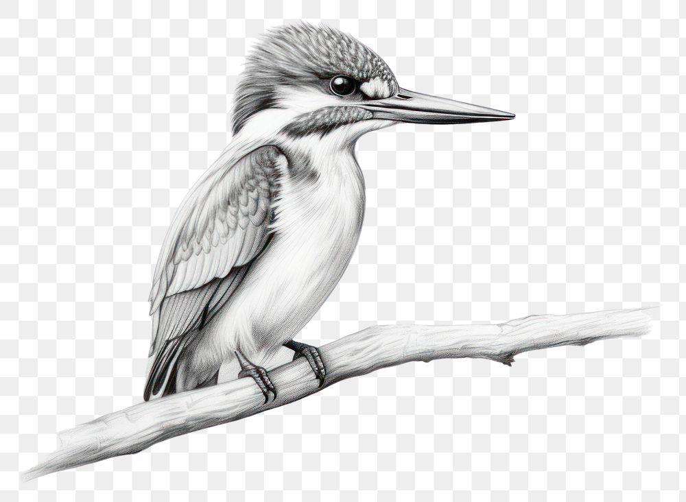 PNG Kingfisher pencil sketch drawing animal bird. 