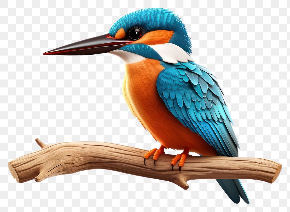 PNG Kingfisher 3d cartoon realistic animal bird beak. 