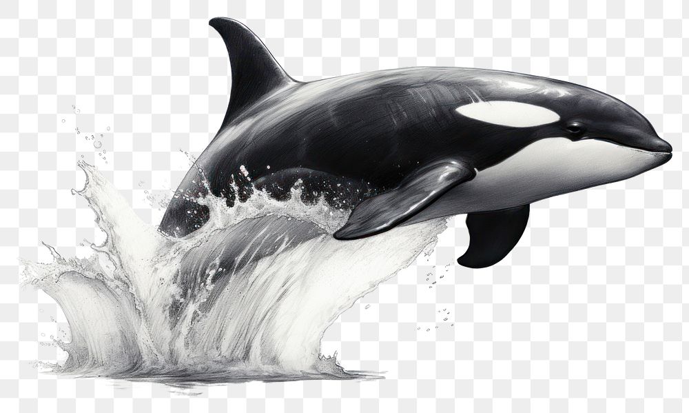 PNG Orca pencil sketch drawing animal mammal. AI generated Image by rawpixel.