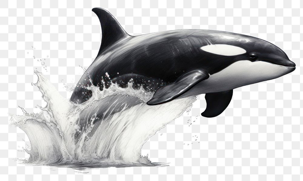 PNG Orca pencil sketch drawing animal mammal. 