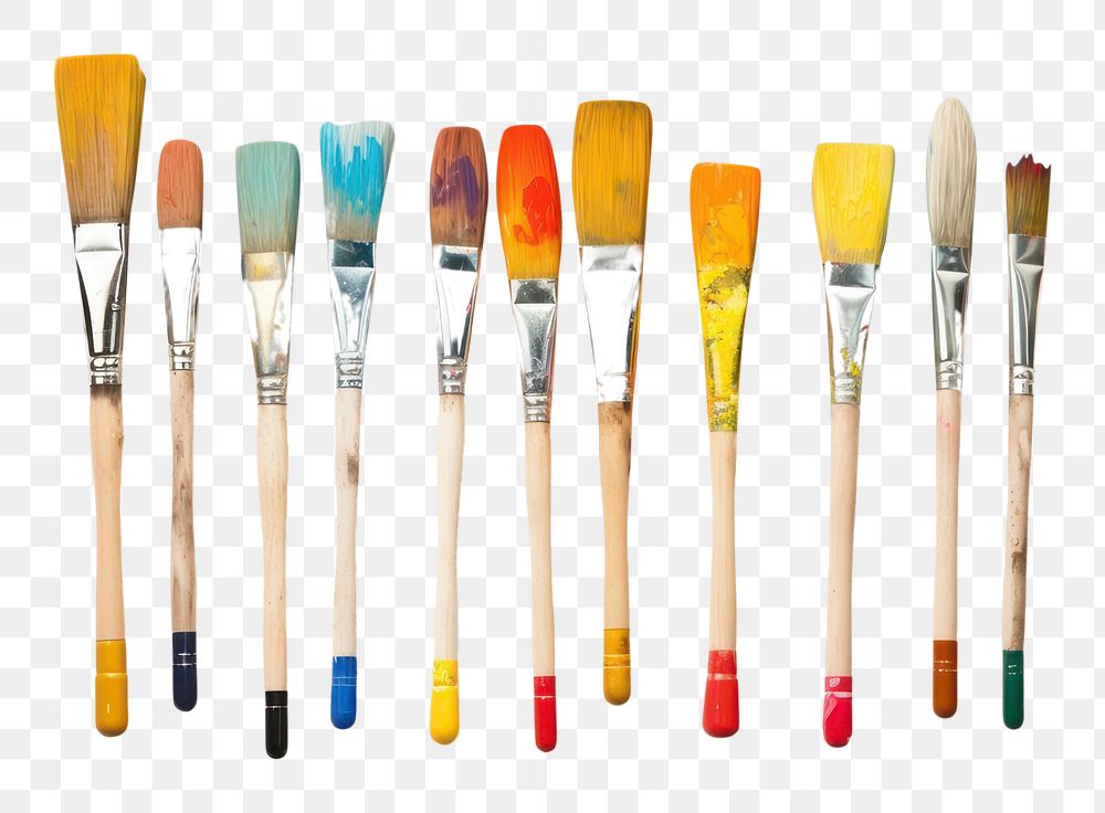 PNG Paint brushes dirty arrangement paintbrush creativity. AI generated Image by rawpixel.