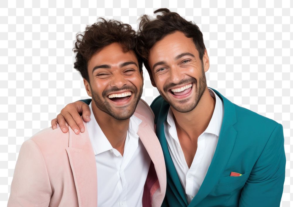PNG Gay couple laughing smile adult. AI generated Image by rawpixel.