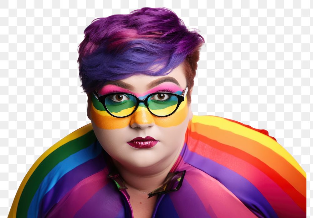 PNG Pride month portrait glasses purple. AI generated Image by rawpixel.