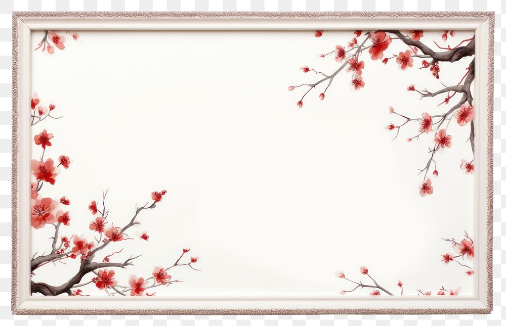 PNG Simple frame asian style plant art needlework. AI generated Image by rawpixel.