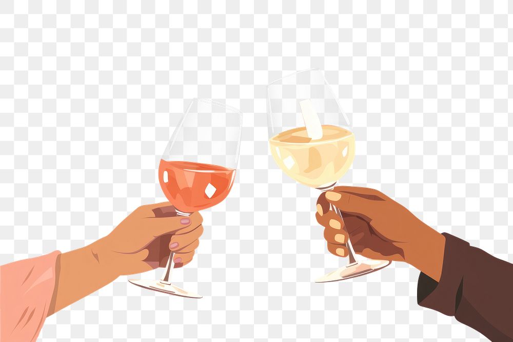 PNG Two friends cheers wine glasses drink beverage togetherness. AI generated Image by rawpixel.