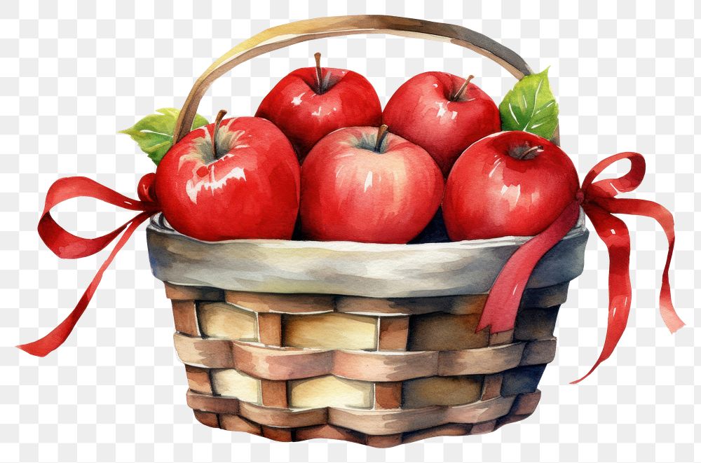 PNG Basket gift apple fruit plant. AI generated Image by rawpixel.