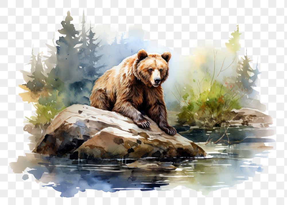 PNG Bear wildlife outdoors animal. AI generated Image by rawpixel.