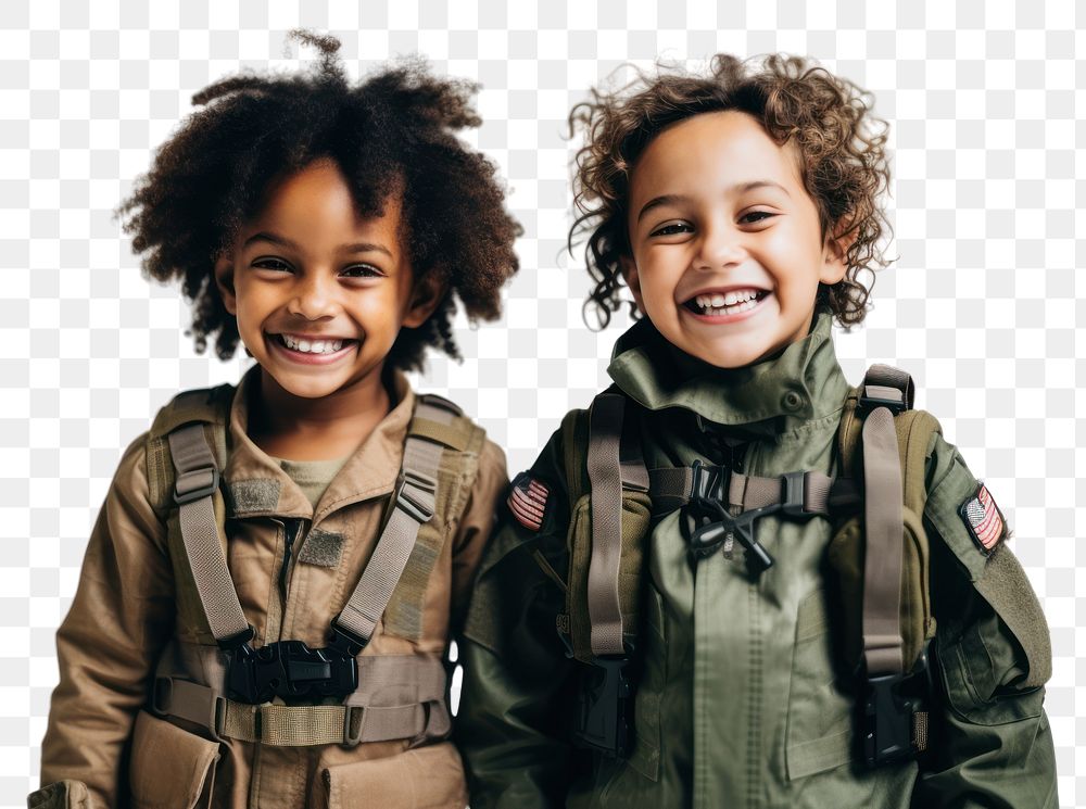 PNG Kids wearing solider costume military soldier smile. 