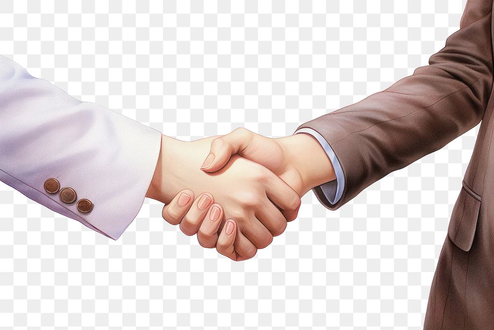 PNG Business woman handshake white background togetherness agreement. AI generated Image by rawpixel.