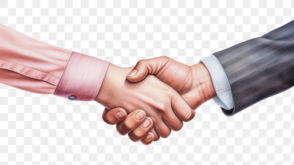 PNG Business handshake white background togetherness agreement. 