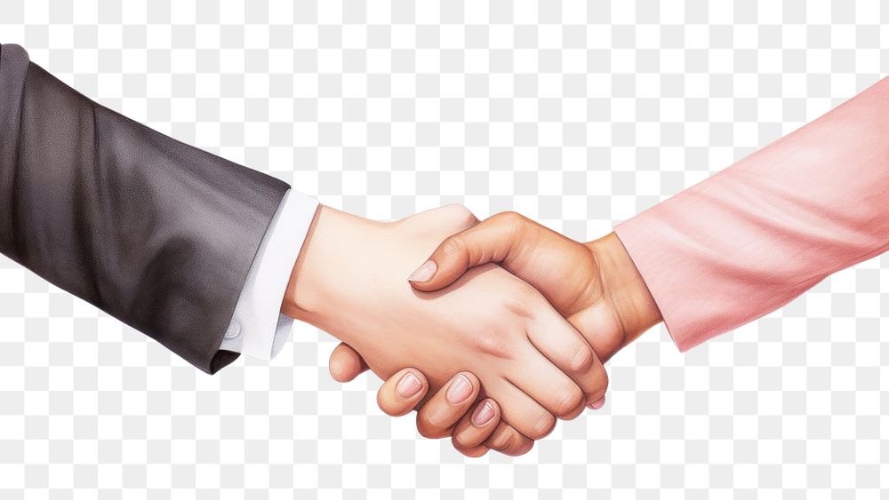 PNG Business woman handshake white background togetherness agreement. 