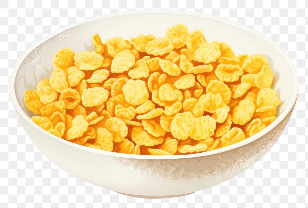PNG Cornflakes cereal bowl food white background. AI generated Image by rawpixel.