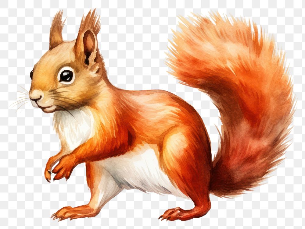 PNG Red squirrell drawing cartoon rodent. AI generated Image by rawpixel.