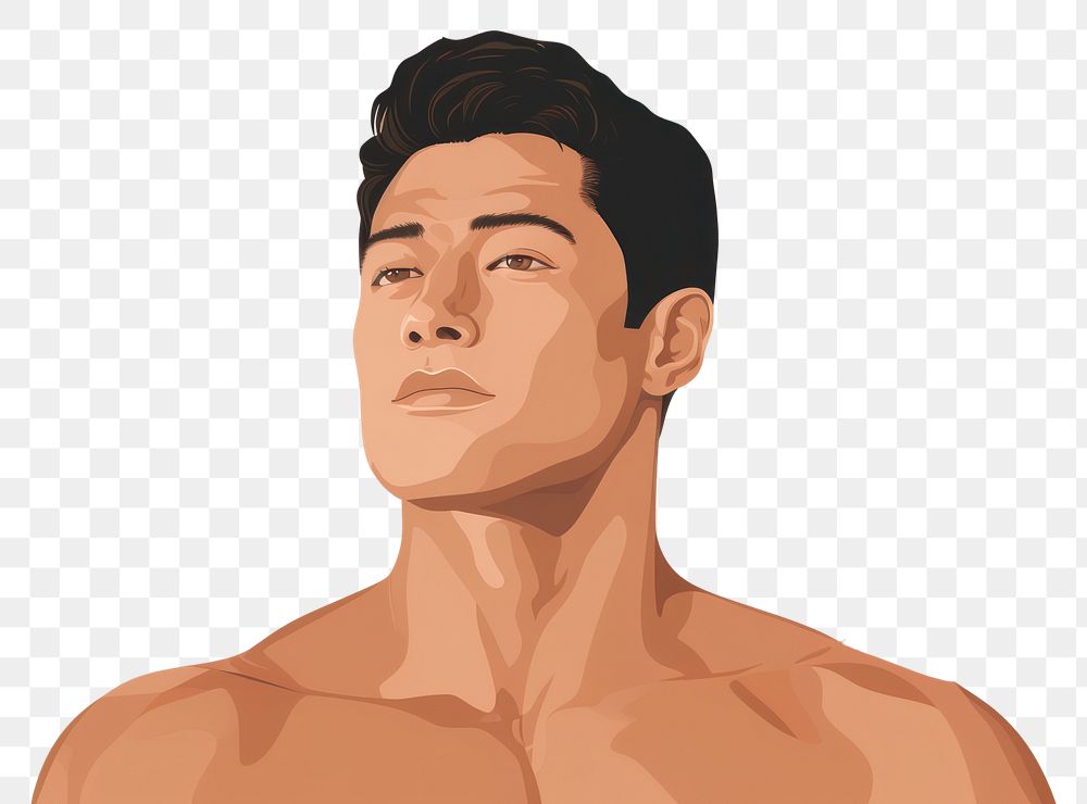 PNG Man beauty skin portrait adult barechested. AI generated Image by rawpixel.