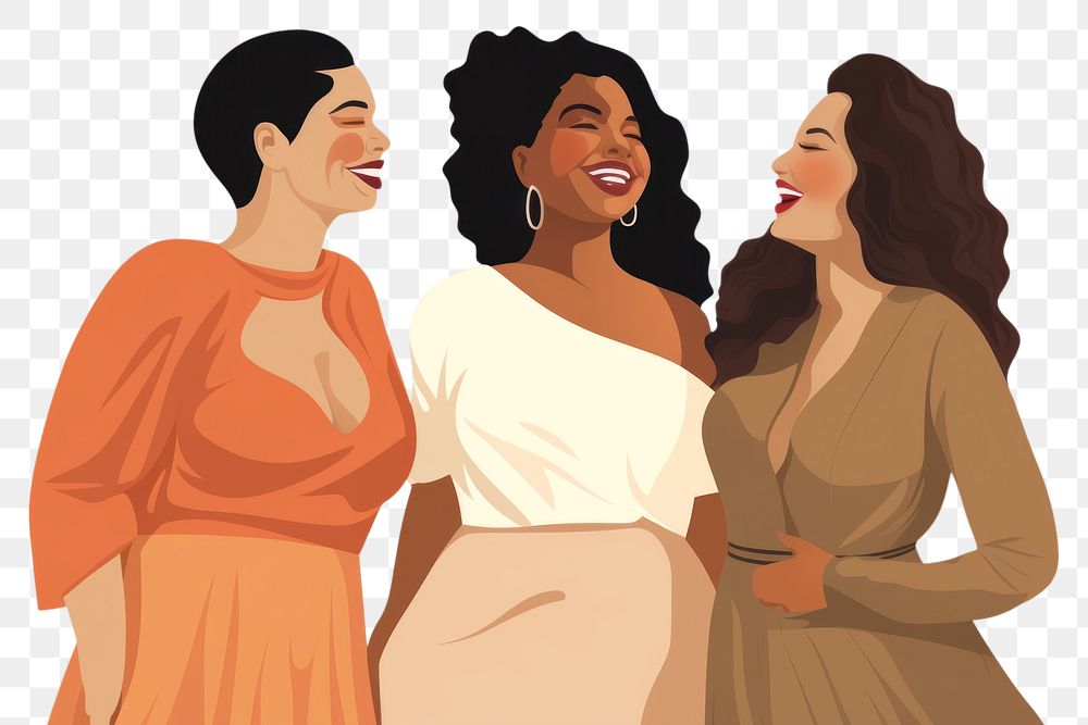 PNG Plus size friends laughing adult happy. 