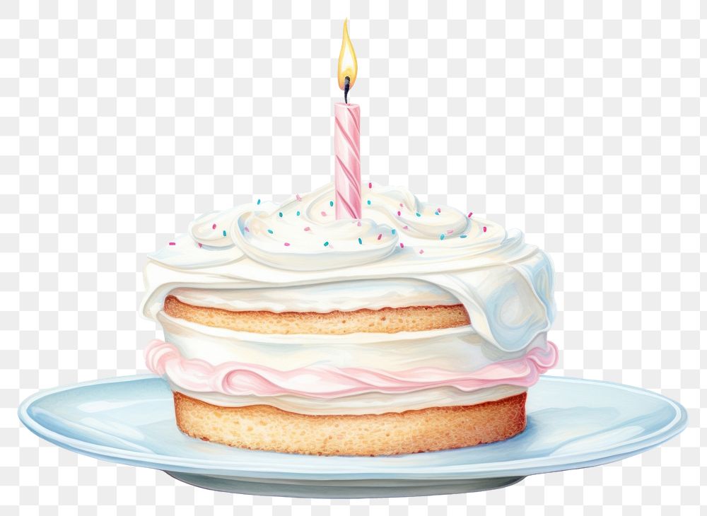 PNG Birthday cake cream dessert candle. AI generated Image by rawpixel.