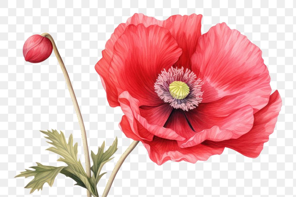 PNG Poppy flower plant rose. AI generated Image by rawpixel.
